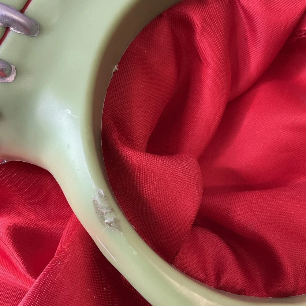 Vtg Talking Frankenstein Gemmy Trick Or Treat Plastic Hand‎ Grab Red Satin Bag